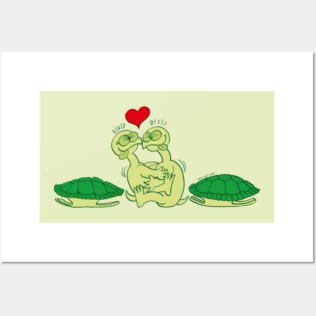 Turtles going out of their shells and making love Wall Art by zooco